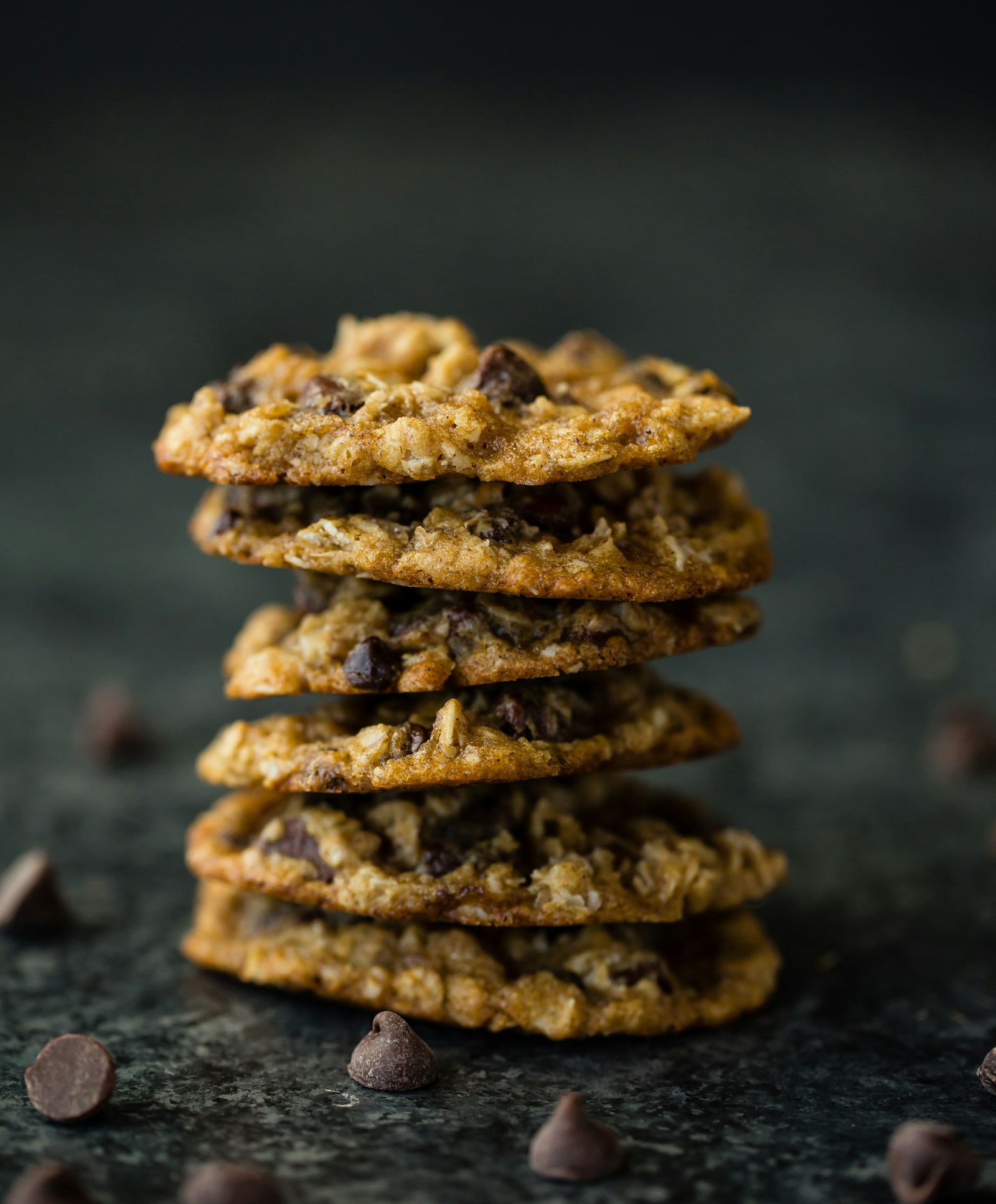 Stack of chocolate chip cookies